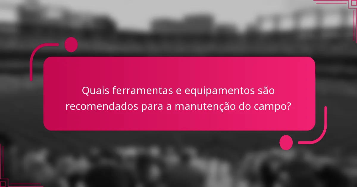 Quais ferramentas e equipamentos são recomendados para a manutenção do campo?